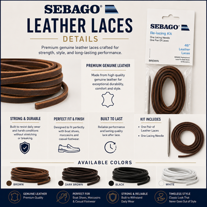Sebago Leather Laces Square-Cut Replacement