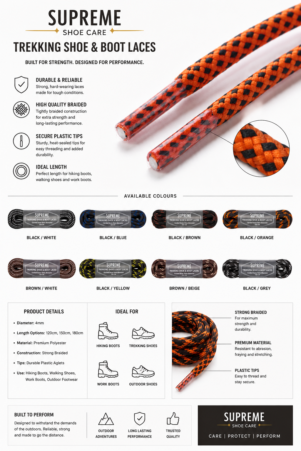 Supreme Shoe Care Trekking Laces Fleck