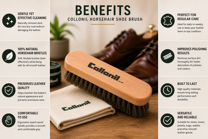 Collonil Horse Hair Brush Premium Beechwood Shoe Shine Brush