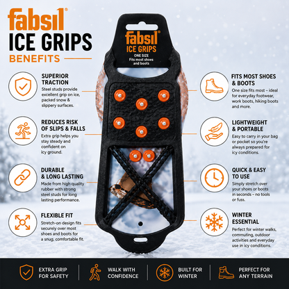Fabsil Ice Grips Anti-Slip Boot Grips for Snow & Ice