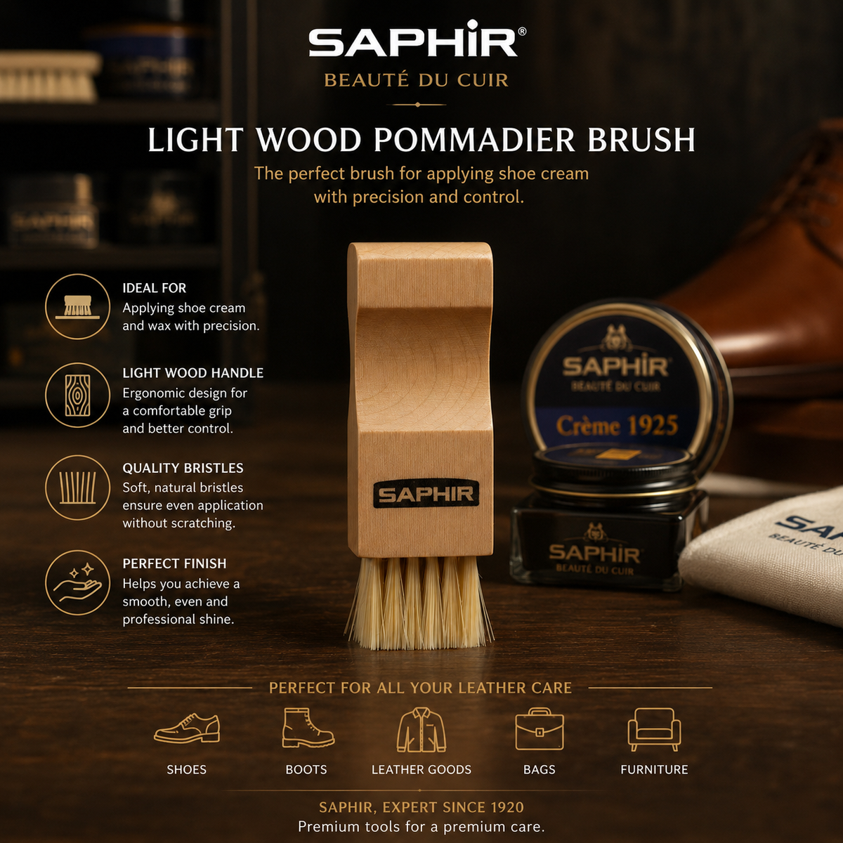 Saphir Pommadier Brush Beaute Light Wood