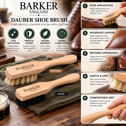 Barker Dauber Shoe Brush Pure Bristle Leather Polish Applicator