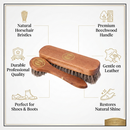 G.H. Bass Beechwood Horsehair Buffing & Applicator Brush Set