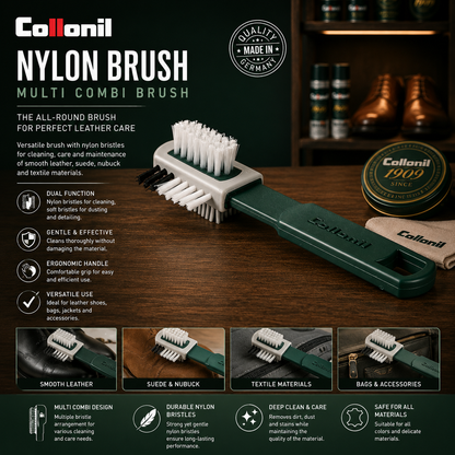 Collonil Nylon Brush - Multi Combi Brush for Leather & Sneaker Care with Perlon Bristles