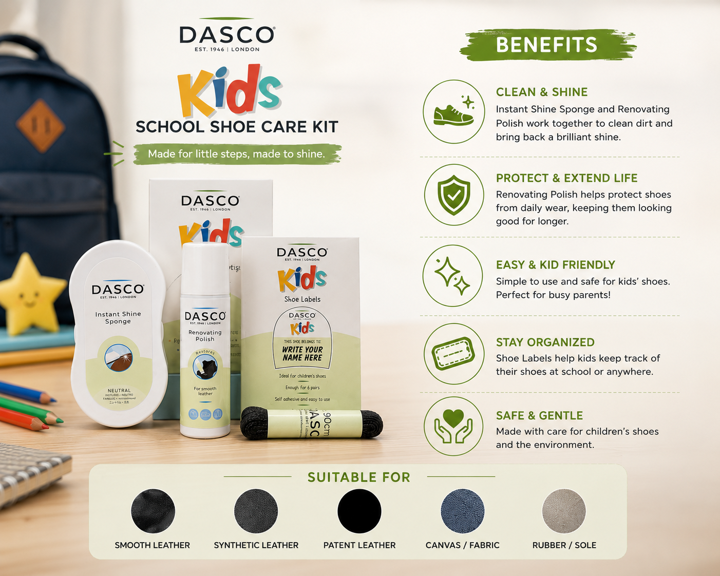 Dasco Kids School Shoe Care Kit