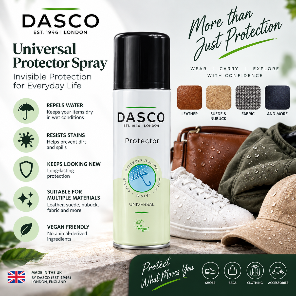 Dasco Universal Protector Spray Ultimate Protection for Your Footwear and Fabrics