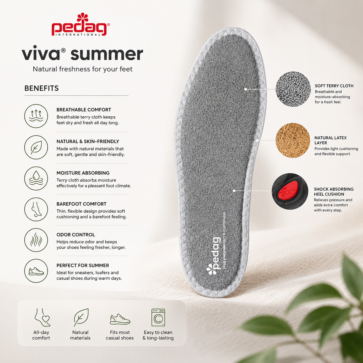Pedag Summer Insoles for Ultimate Comfort and Breathability