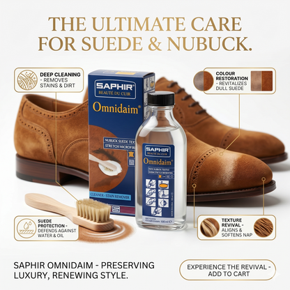 Saphir Suede and Nubuck Cleaner 100ml + Silk Bristle Brush
