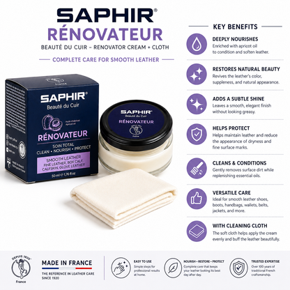 Saphir Renovator Cream Beaute du Cuir Renovator Cream+Cloth