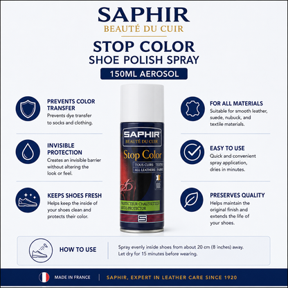 Saphir Shoe Polish Spray Beaute du Cuir Stop Color 150ml