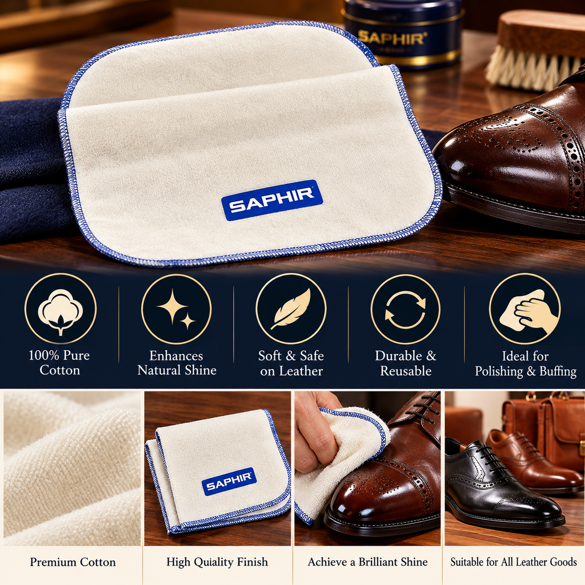 Saphir Beaute du Cuir Cotton Polishing Cloth