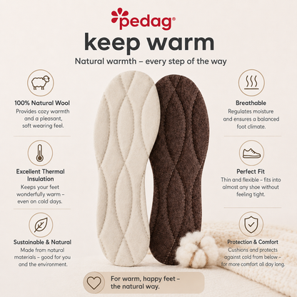Pedag Keep Warm Wool Cork Insole - 100% Wool & Natural Comfort