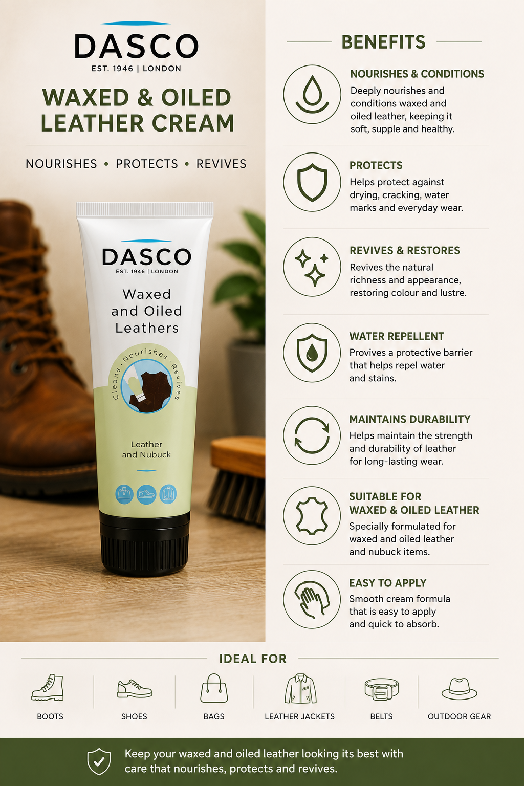 Dasco Waxed & Oiled Leather Cream 75ml