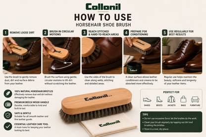 Collonil Horse Hair Brush Premium Beechwood Shoe Shine Brush