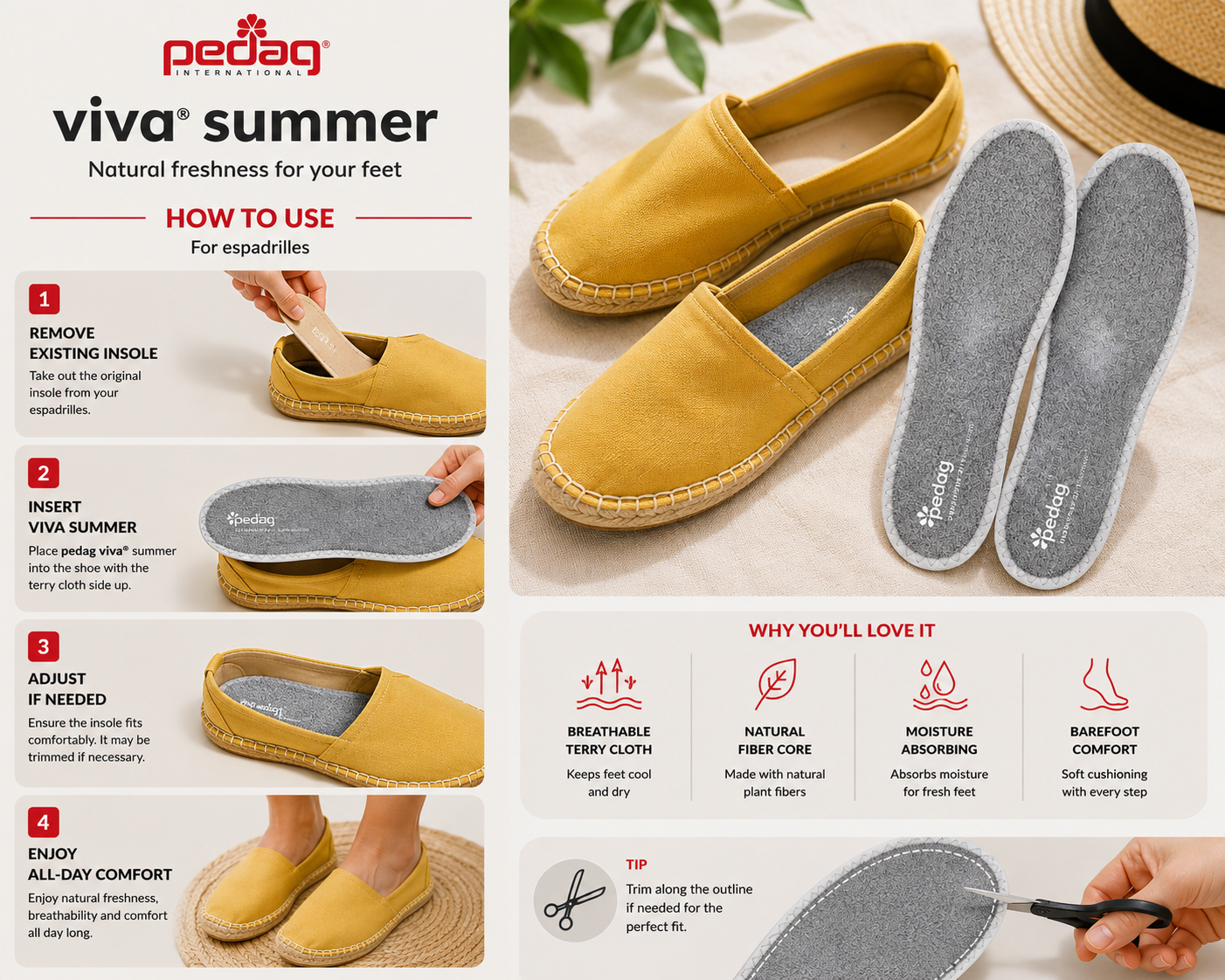Pedag Summer Insoles for Ultimate Comfort and Breathability