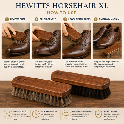 Hewitts Horsehair XL Brush Luxury Shoe Shine Brush