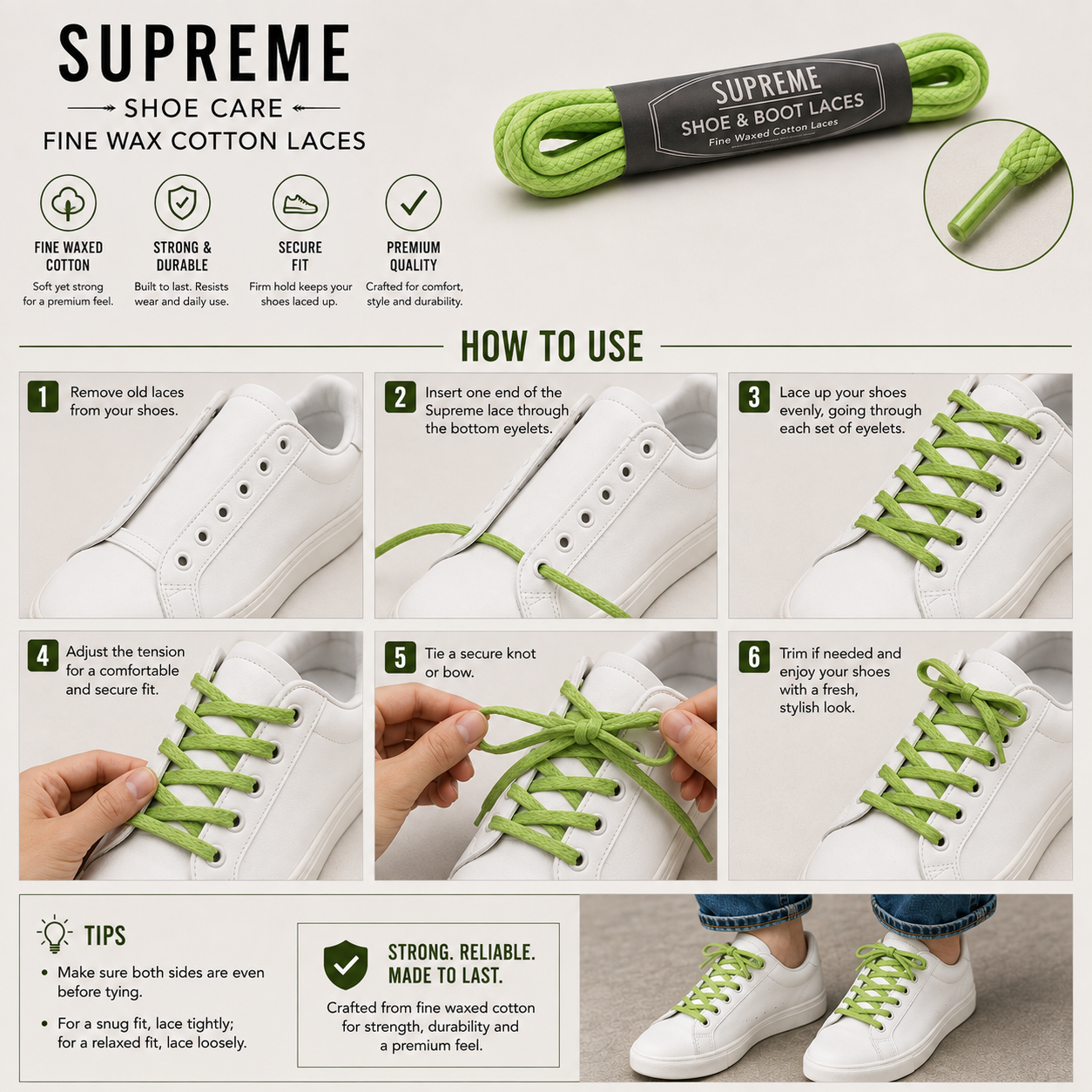Supreme Shoe Care Fine Wax Cotton Laces