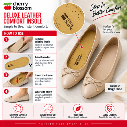 Cherry Blossom Deluxe Leather Comfort Insoles Mens 1 Pair All-Day Comfort