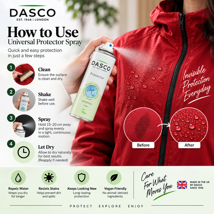 Dasco Universal Protector Spray Ultimate Protection for Your Footwear and Fabrics