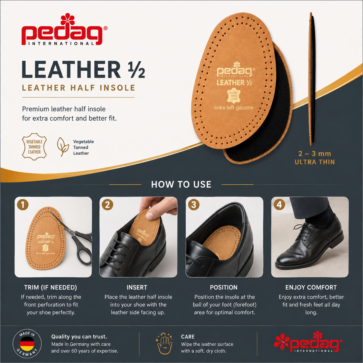 Pedag Leather Half Insoles Forefoot Cushioning Pad
