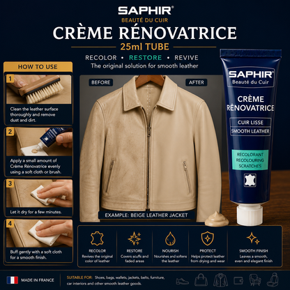 Saphir Creme Renovatrice 25ml Tube for Leather Care and Restoration