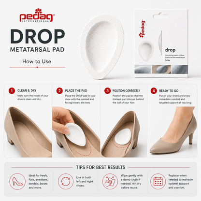 Metatarsal Pad Pedag Drop - Leather Support for Splayfoot in Shoes and Boots