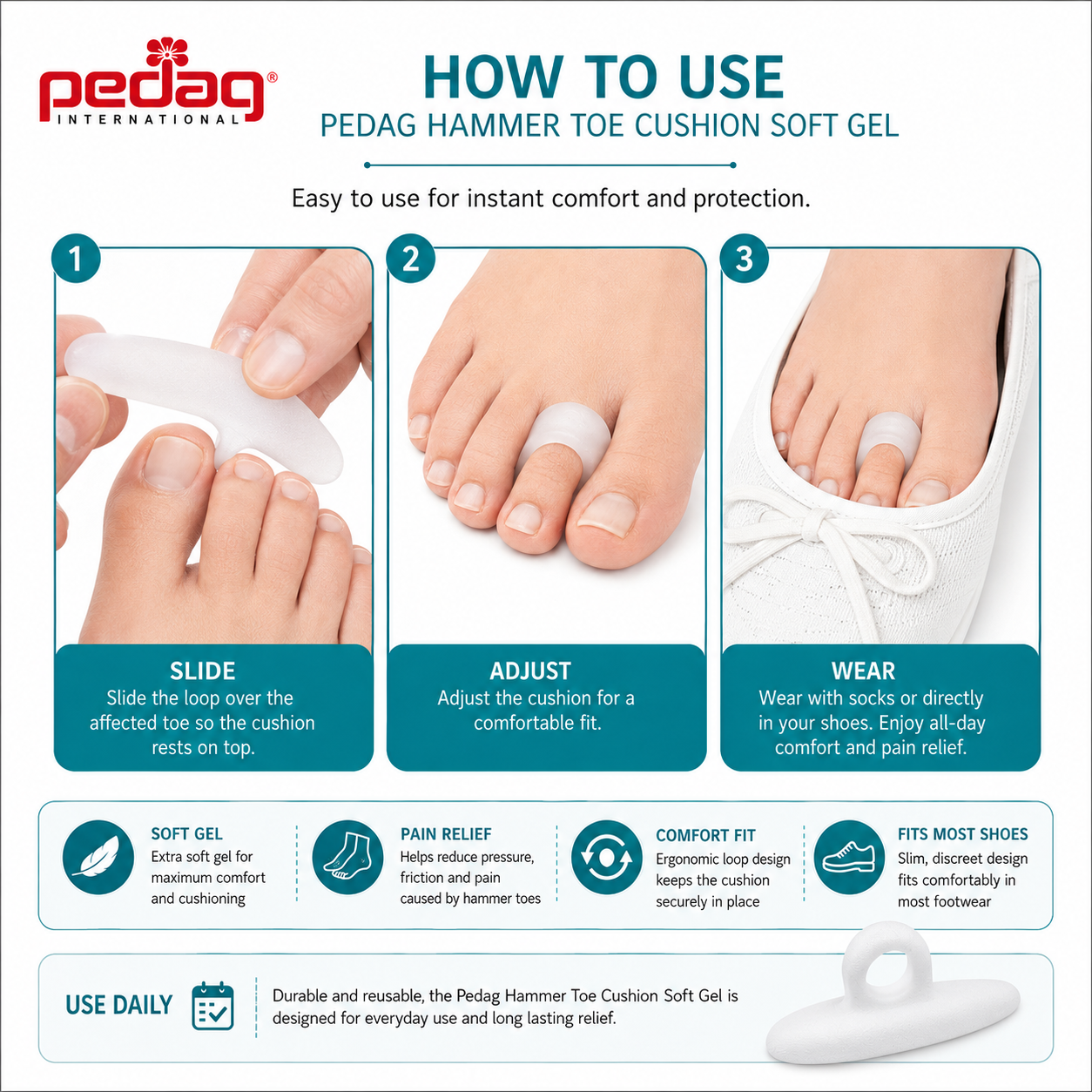 Pedag Hammer Toe Cushion Soft Gel Support
