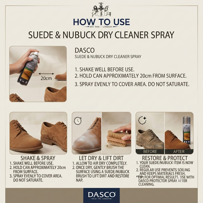 Dasco Suede and Nubuck Dry Cleaner 200ml Spray Effective Shoe & Accessory Cleaner