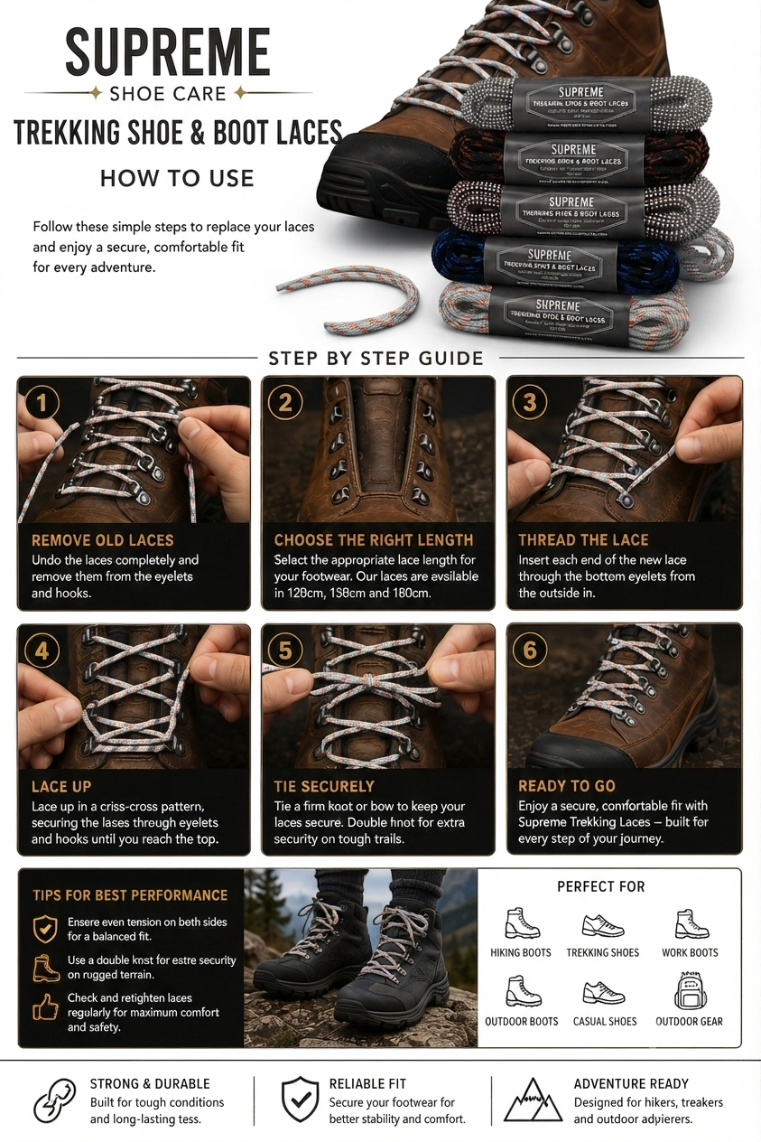 Supreme Shoe Care Trekking Laces Fleck