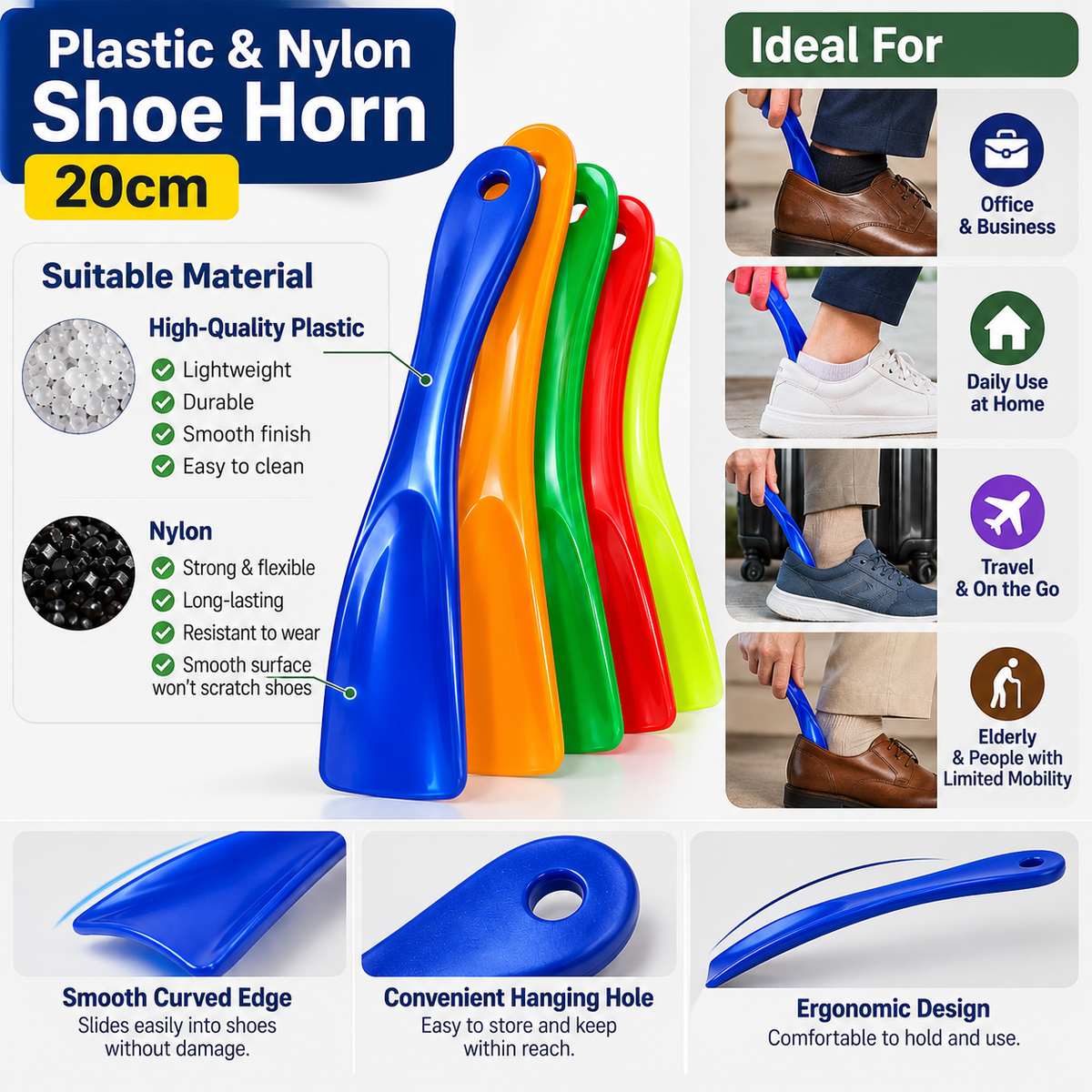 Plastic & Nylon Shoe Horn 20cm