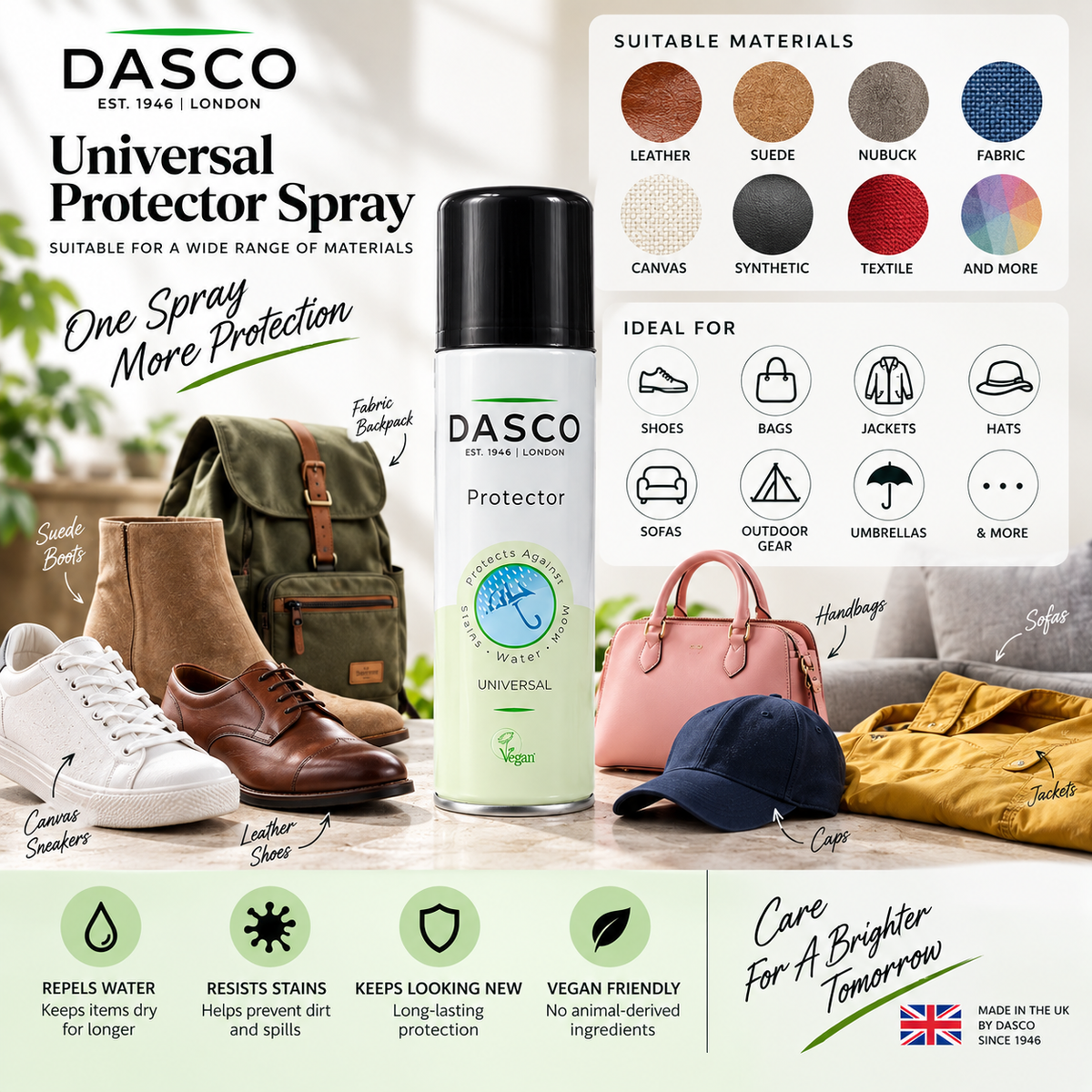 Dasco Universal Protector Spray Ultimate Protection for Your Footwear and Fabrics