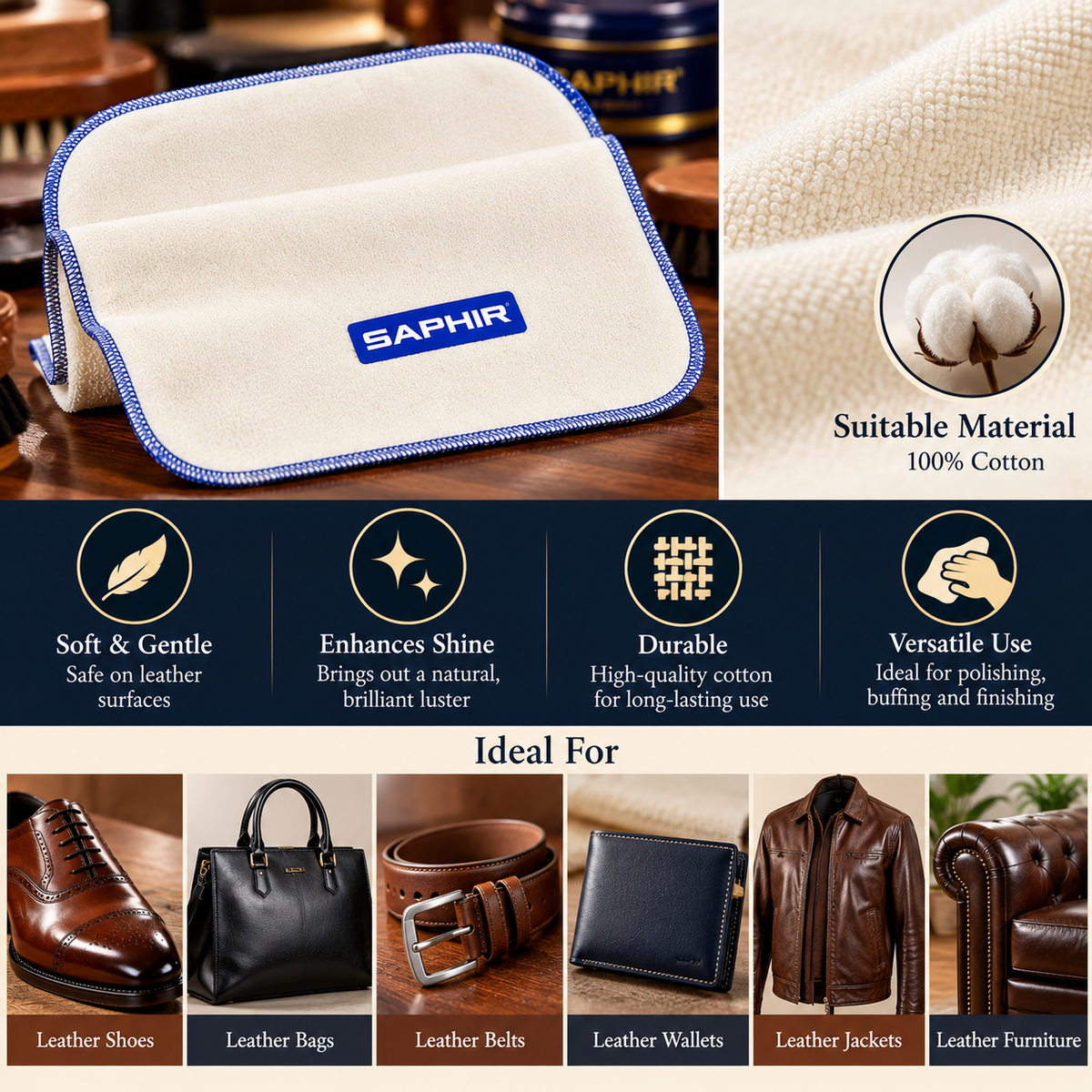 Saphir Beaute du Cuir Cotton Polishing Cloth