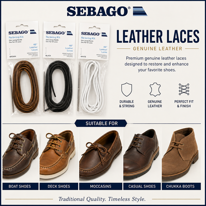 Sebago Leather Laces Square-Cut Replacement