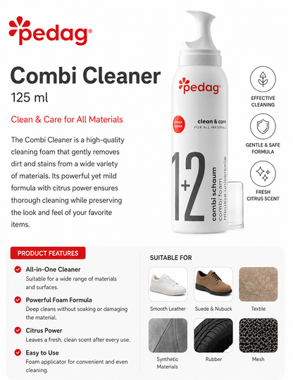 Pedag Combi Cleaner - Gentle, Deep Leather & Material Cleaning Foam 125ml