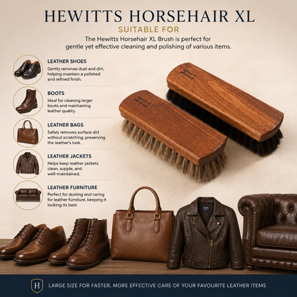 Hewitts Horsehair XL Brush Luxury Shoe Shine Brush