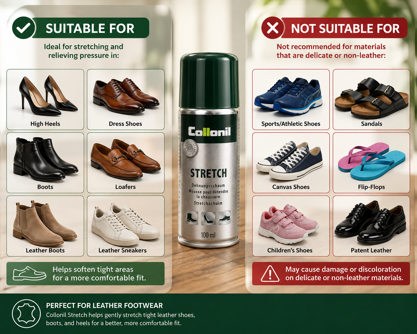 Collonil Stretch 100ml Shoe Stretching Foam for Tight Leather Shoes