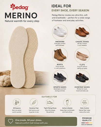 Pedag Merino Wool Insole for Shoes and Boots