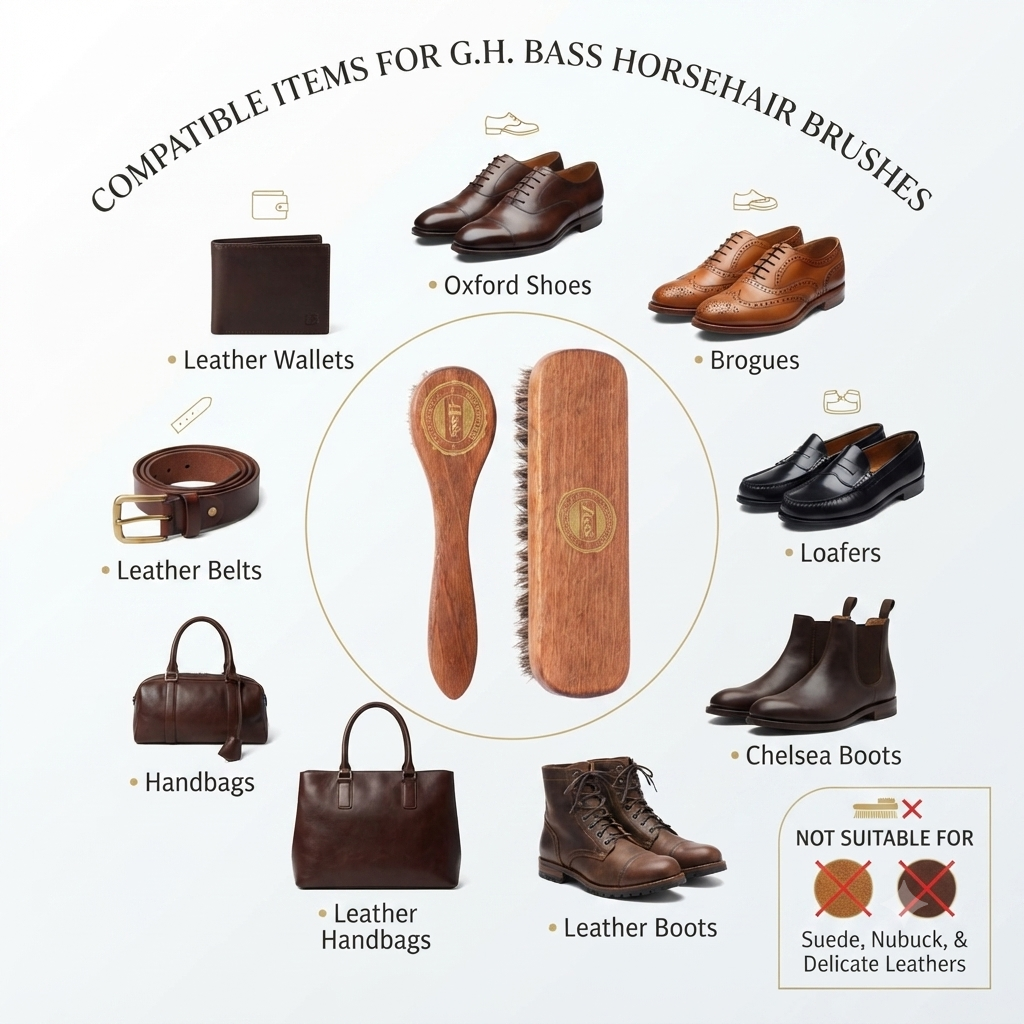 G.H. Bass Beechwood Horsehair Buffing & Applicator Brush Set