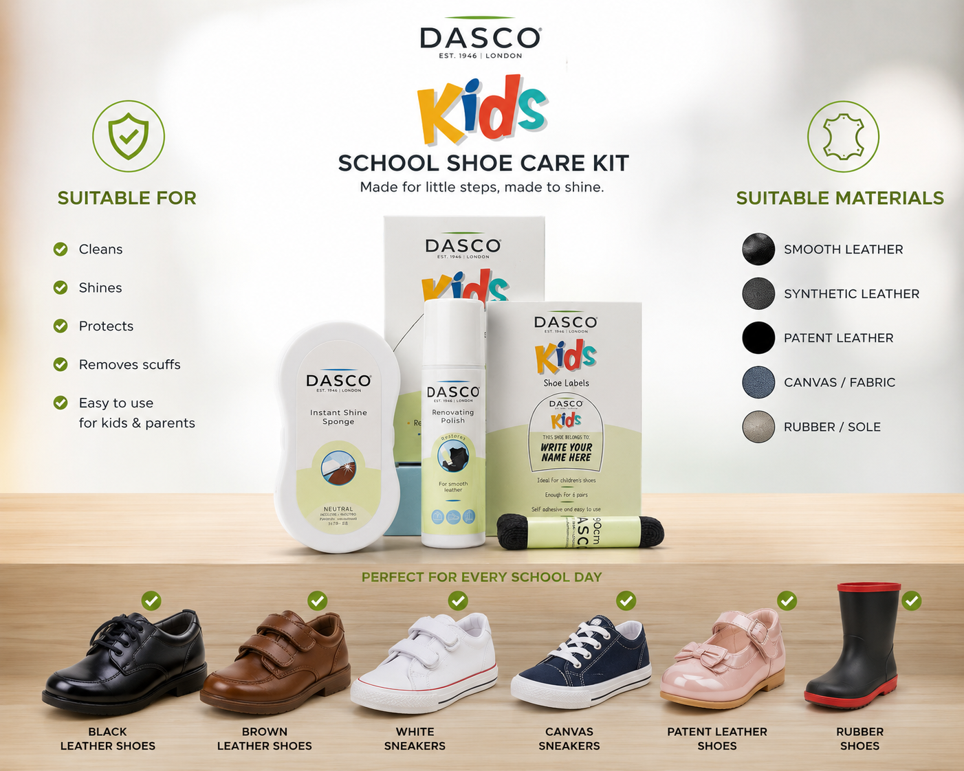 Dasco Kids School Shoe Care Kit
