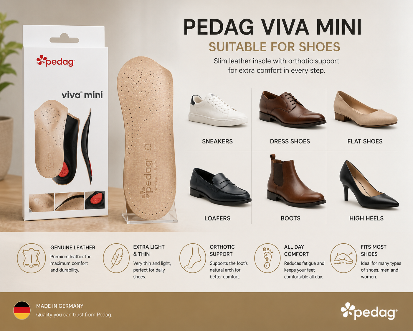 Pedag Mini 3/4 Footbed for Enhanced Comfort and Support