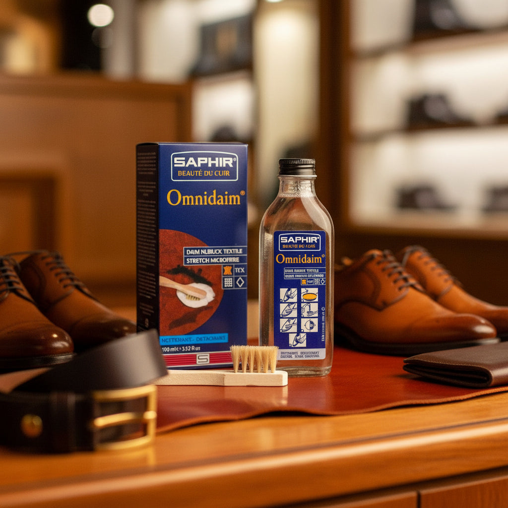 Saphir Omnidaim Suede & Nubuck Cleaner 100ml + Silk Bristle Brush