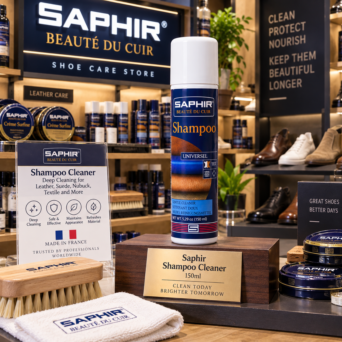 Saphir Shampoo Cleaner 150ml - Premium Care for Your Footwear