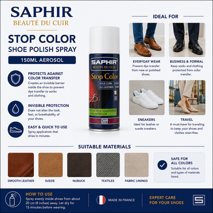 Saphir Shoe Polish Spray Beaute du Cuir Stop Color 150ml
