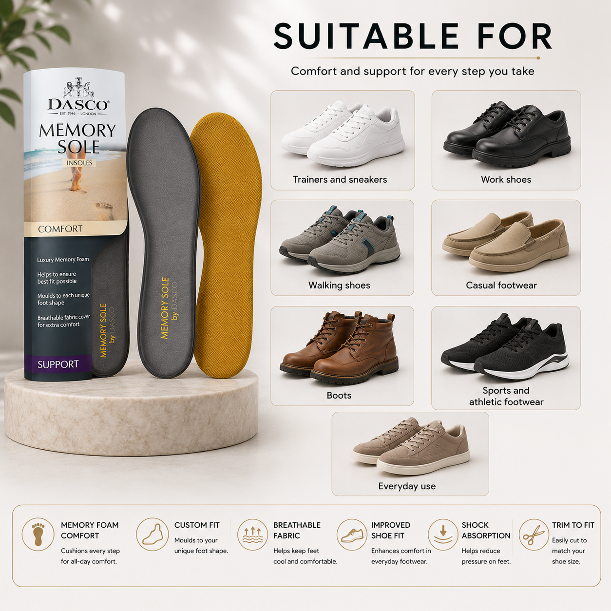 Dasco Memory Sole Foam Insole