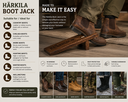 Harkila Boot Jack Dark Brown Sturdy Hardwood Boot Remover