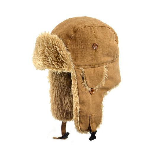 Crown Cap 1-46743 Cotton Duck Canvas Aviator Duck Brown Hat