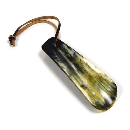 Abbeyhorn Flat Shoehorn 4" with Leather Thong - Gift Box Included