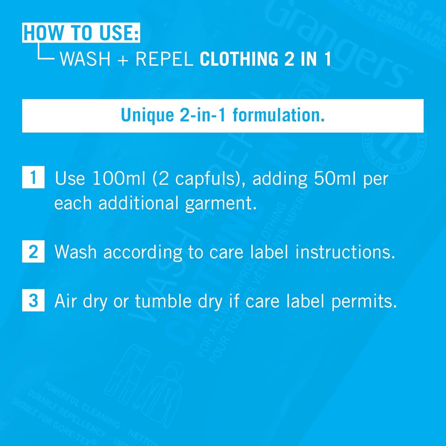 Grangers Wash + Repel Clothing 2in1 1L Refill Clothing Proofer