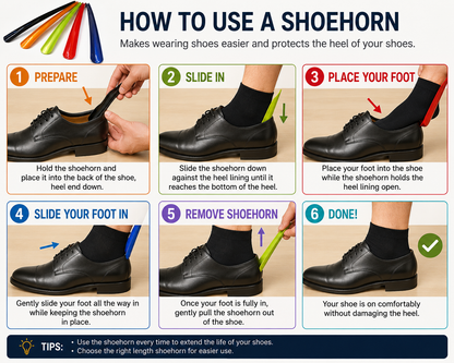 Extra-Long Plastic & Nylon Shoe Horn 79cm | Effortless Shoe Wearing