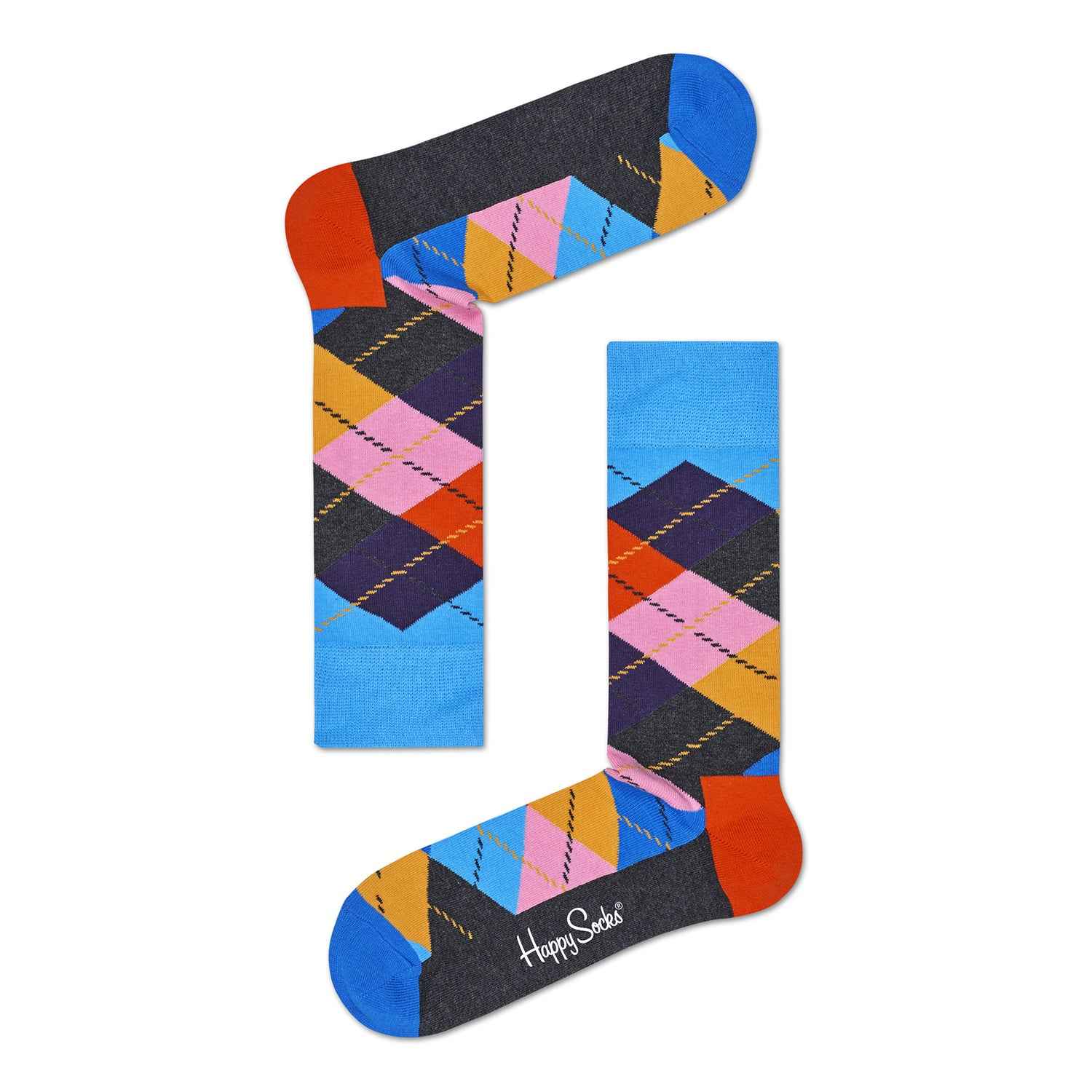 Happy Socks ARY01-6005 Colourful Argyle Crew Socks Unisex Cotton Patterned Socks